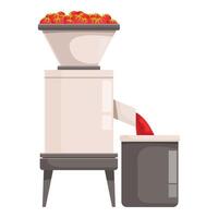 Tomato processing machine extracting juice from fresh tomatoes vector