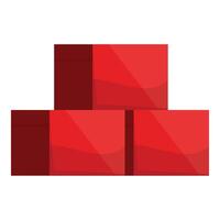Three red bricks forming a simple wall structure vector
