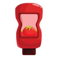 Big red tomato ketchup bottle with tomatoes inside showing vector