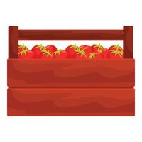 Wooden crate overflowing with fresh red tomatoes vector