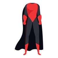 Superhero standing in red and black costume with cape waving vector