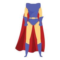 Superheroine wearing a cape is standing in superhero pose vector