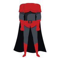 Superhero standing in red and black suit and cape with arms at side vector
