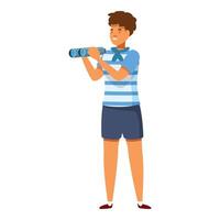 Young sailor looking through binoculars, searching for something vector