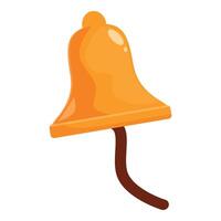 Shiny orange bell announcing important event is ringing with brown handle vector