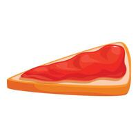 Triangular slice of white bread with red jam vector