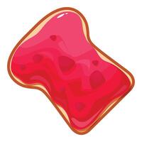Delicious toasted bread slice covered with raspberry jam for breakfast vector