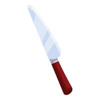 Sharp kitchen knife with red handle pointing up right vector