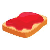 Slice of bread with strawberry jam being spread on top vector