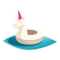 Inflatable unicorn pool float floating on water in swimming pool vector