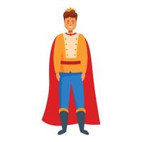Smiling prince wearing a crown and a red cloak vector