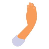 Human hand showing stop gesture, open palm, warning, body language vector