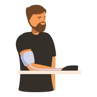 Bearded man checking blood pressure at home vector