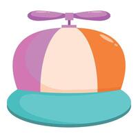 Funny multicolored propeller cap with purple orange and teal colors is spinning vector