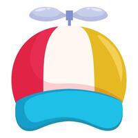 Funny colorful propeller cap with rotating blades isolated vector