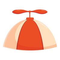 Funny orange and beige cap with propeller is spinning on white background vector