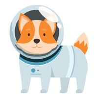 Cute corgi dog wearing astronaut spacesuit standing smiling vector