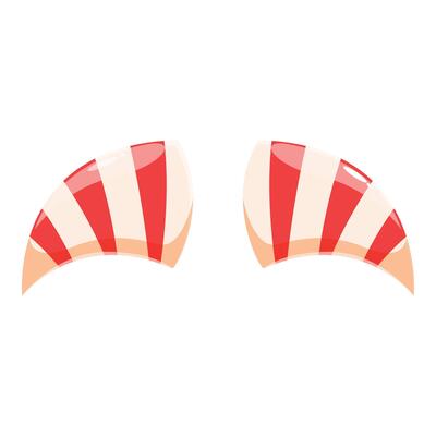 Red and white striped devil horns symbolizing mischief and playfulness