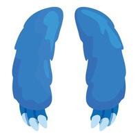 Blue monster legs with claws are standing on white background vector