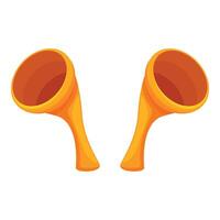 Pair of orange vuvuzela horns blowing making loud noise for sporting event vector