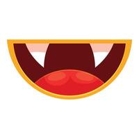 Cartoon vampire mouth showing fangs and tongue smiling on white background vector