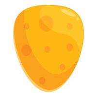 Bright yellow piece of cheese with holes is lying on white background vector