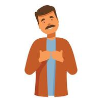 Happy man with mustache is speaking and gesturing vector