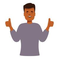 Smiling man showing thumbs up gesture approving something vector