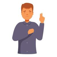 Man taking oath with hand on chest and two fingers raised vector