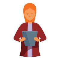 Smiling woman holding digital tablet using modern technology vector
