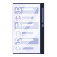 Modern smartphone displaying user interface with list of profile pictures and empty message bubbles vector