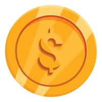 Shiny gold coin showing dollar symbol for wealth and riches vector