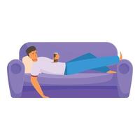 Young man relaxing on a sofa with a drink vector