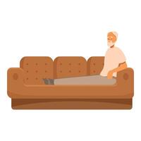Senior man relaxing on sofa at home after work vector