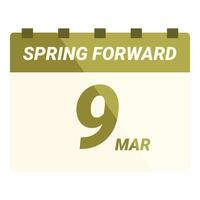 Calendar showing spring forward date march 9th vector