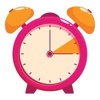 Pink alarm clock showing almost five o'clock vector