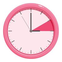 Pink clock showing deadline approaching with red area vector