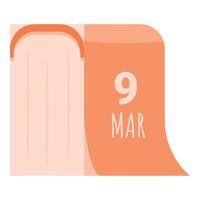 Tear off calendar page showing the date march 9th vector