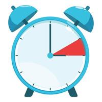 Blue alarm clock showing deadline approaching with red area vector