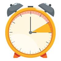 Yellow alarm clock showing almost 12 o'clock time to act vector