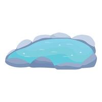 Blue pond surrounded by gray stones reflecting the sky vector