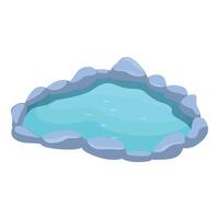 Small pond surrounded by rocks is reflecting the sky vector