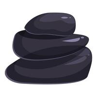 Stack of smooth black stones balancing for zen concept vector