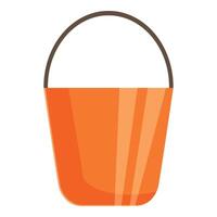 Empty orange metal bucket with handle standing up vector