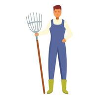 Farmer is holding a pitchfork, ready to work in the fields vector