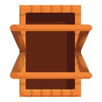 Empty wooden crate with open lid standing upright vector
