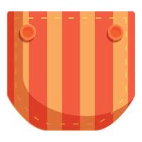 Striped fabric pocket with buttons is sewn with visible stitches vector