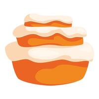 Three tier cake with flowing frosting is ready for a celebration vector