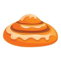 Delicious cinnamon roll dripping with icing isolated on white background vector