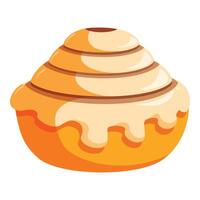 Delicious cinnamon roll dripping with icing for breakfast vector